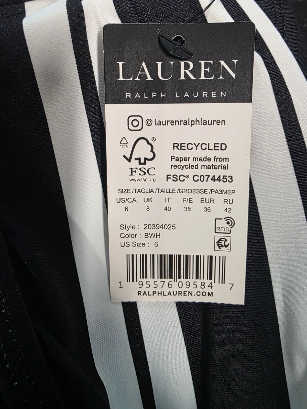 Lauren Ralph Lauren Resort Stripe Bandini Top Black White Size 6 - Thumbnail 3