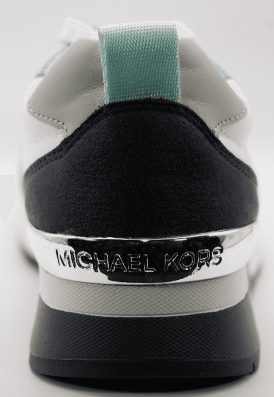 New MK MICHAEL KORS Allie Stride Trainer Lace-Up Sneakers Silver White Blue Sz 7 - Thumbnail 8