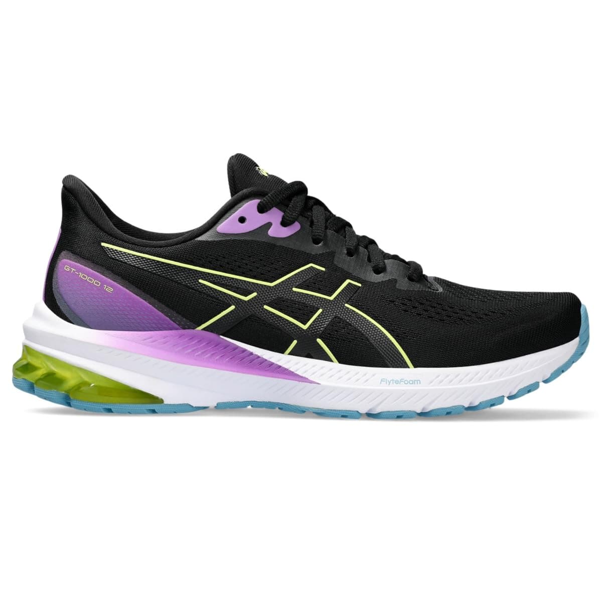 Asics Women GT-1000 12 Running Sneaker Shoes Black/Glow Yellow US 9.5 B - Thumbnail 2