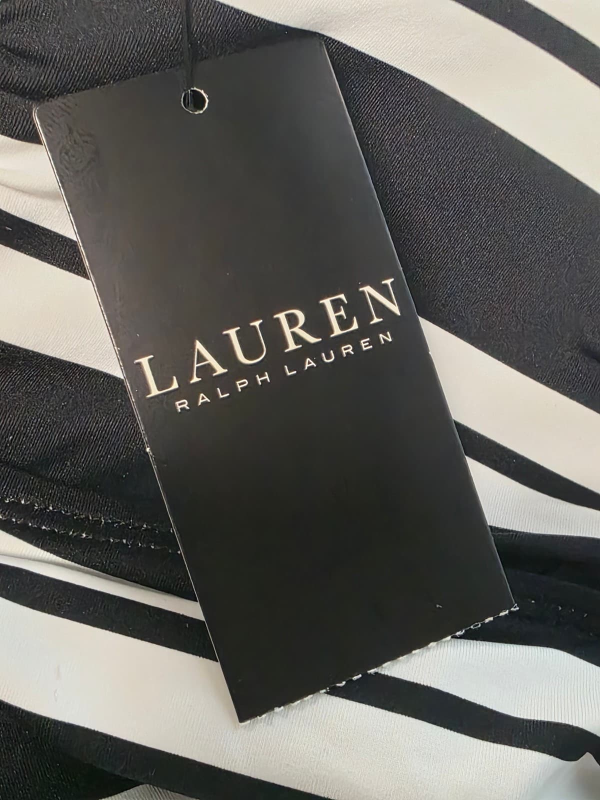 Lauren Ralph Lauren Resort Stripe Bandini Top Black White Size 6 - Thumbnail 4