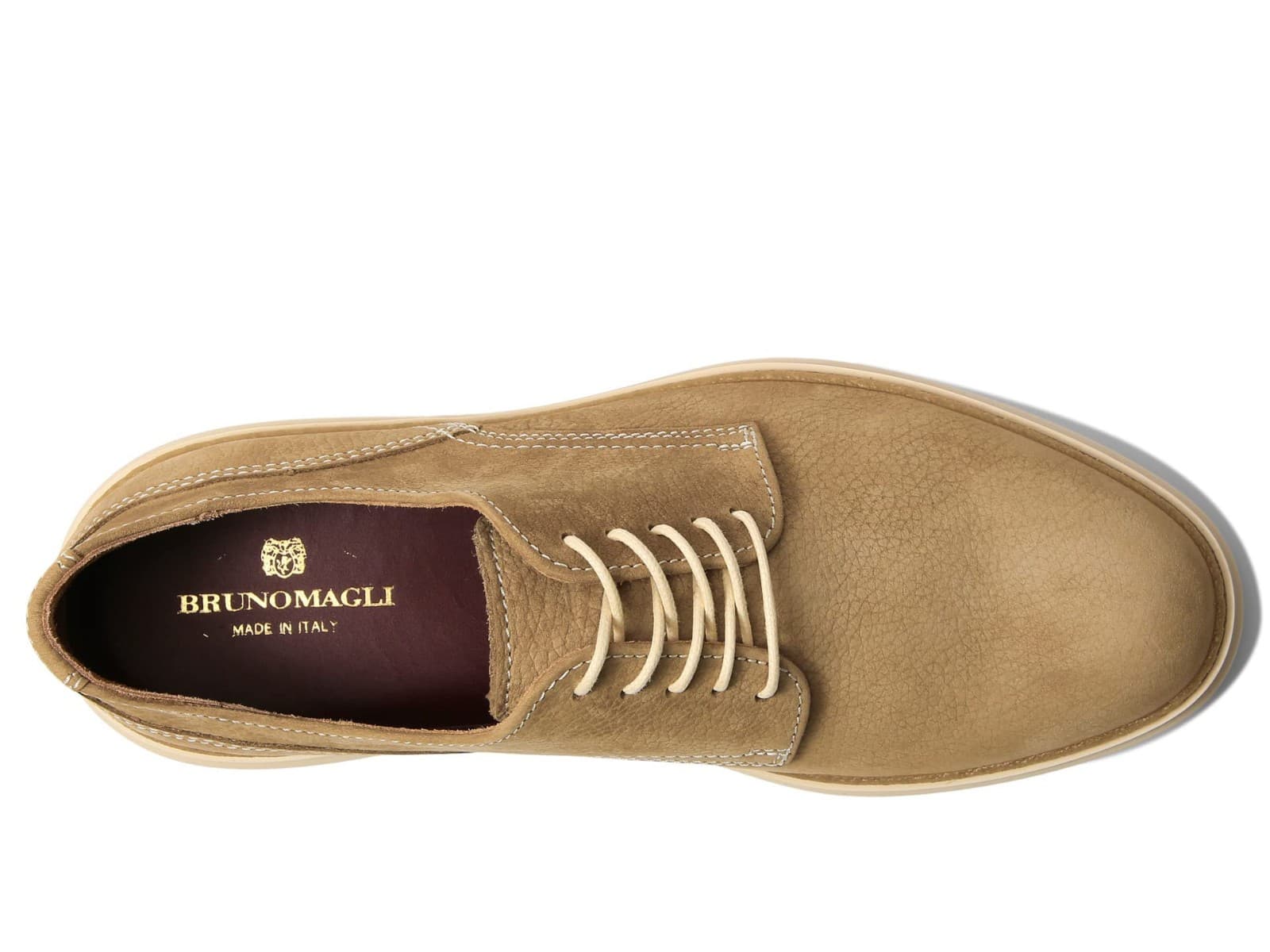 Bruno Magli Sandro Men's Oxford Shoes US 11 M Beige Nubuck Leather Made in Italy - Thumbnail 5