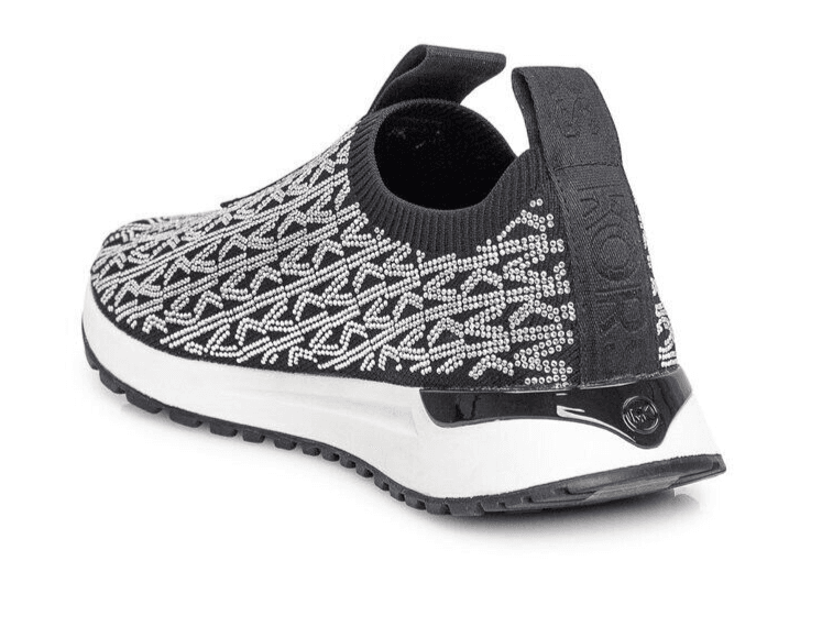 Michael Kors Bodie Stretch Knit Slip-On Silver /Black Crystal Sneaker Sz 7. 5 - Thumbnail 4