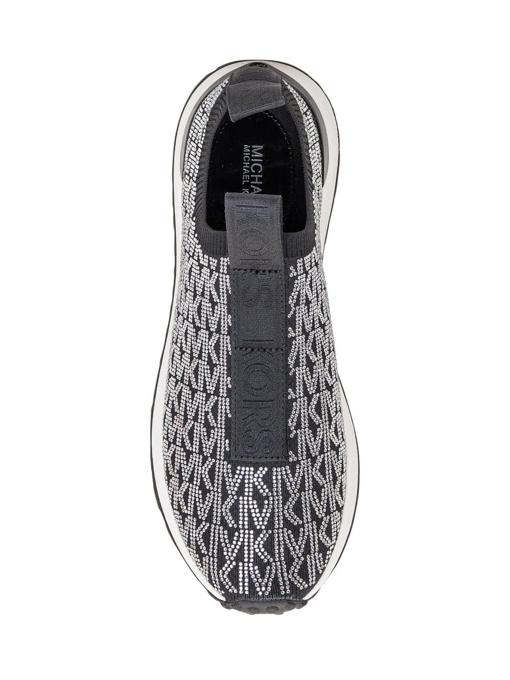 Michael Kors Bodie Stretch Knit Slip-On Silver /Black Crystal Sneaker Sz 7. 5 - Thumbnail 6