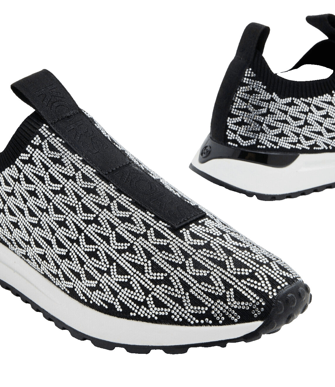 Michael Kors Bodie Stretch Knit Slip-On Silver /Black Crystal Sneaker Sz 7. 5 - Thumbnail 5