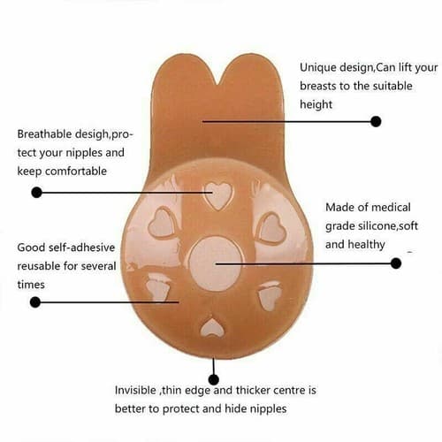 4 PC Silicone Bra Push Up Breast Lift Self Adhesive Strapless Invisible Pasties - Thumbnail 12