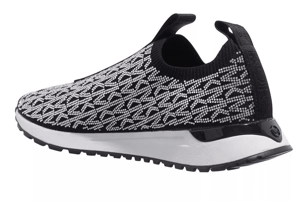 Michael Kors Bodie Stretch Knit Slip-On Silver /Black Crystal Sneaker Sz 7. 5 - Thumbnail 3