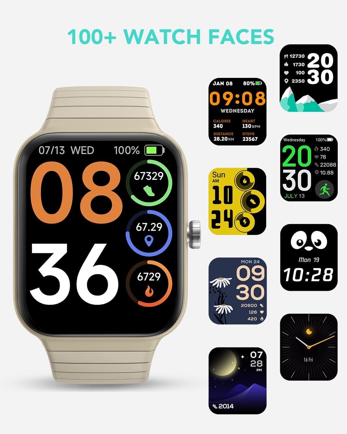 Smart Watch with Alexa Built-in Answer/Make Calls Fitness H.Rate - Cyber beige - Thumbnail 2