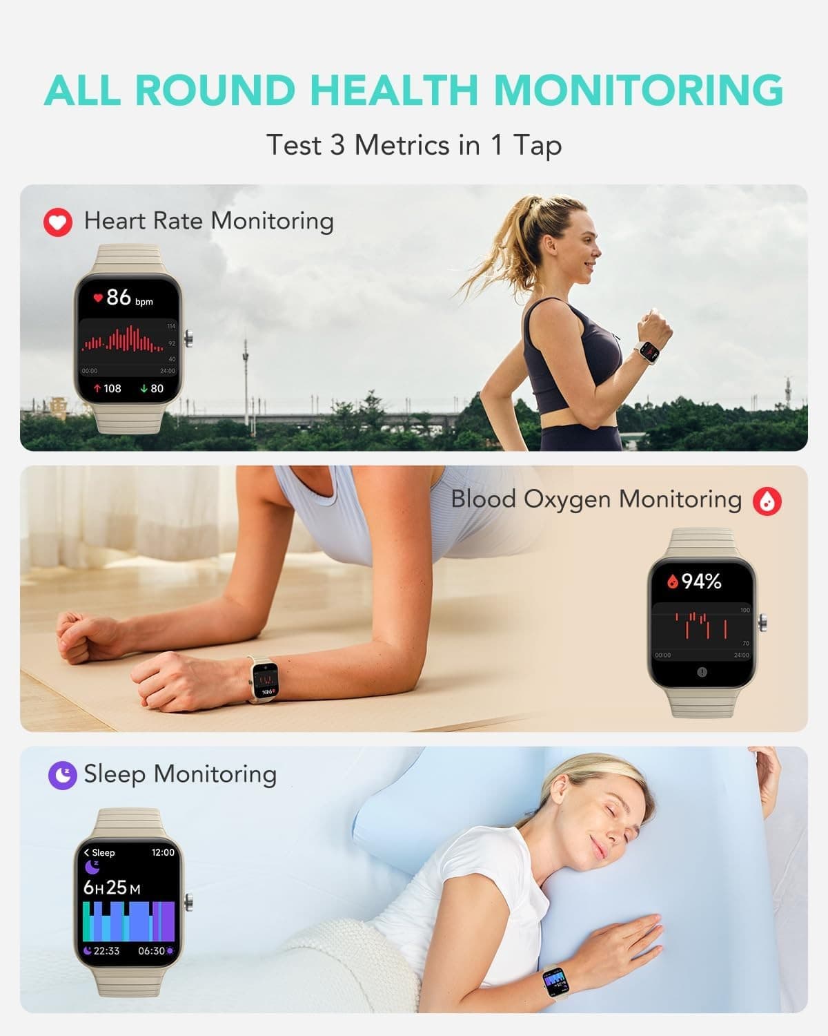 Smart Watch with Alexa Built-in Answer/Make Calls Fitness H.Rate - Cyber beige - Thumbnail 7