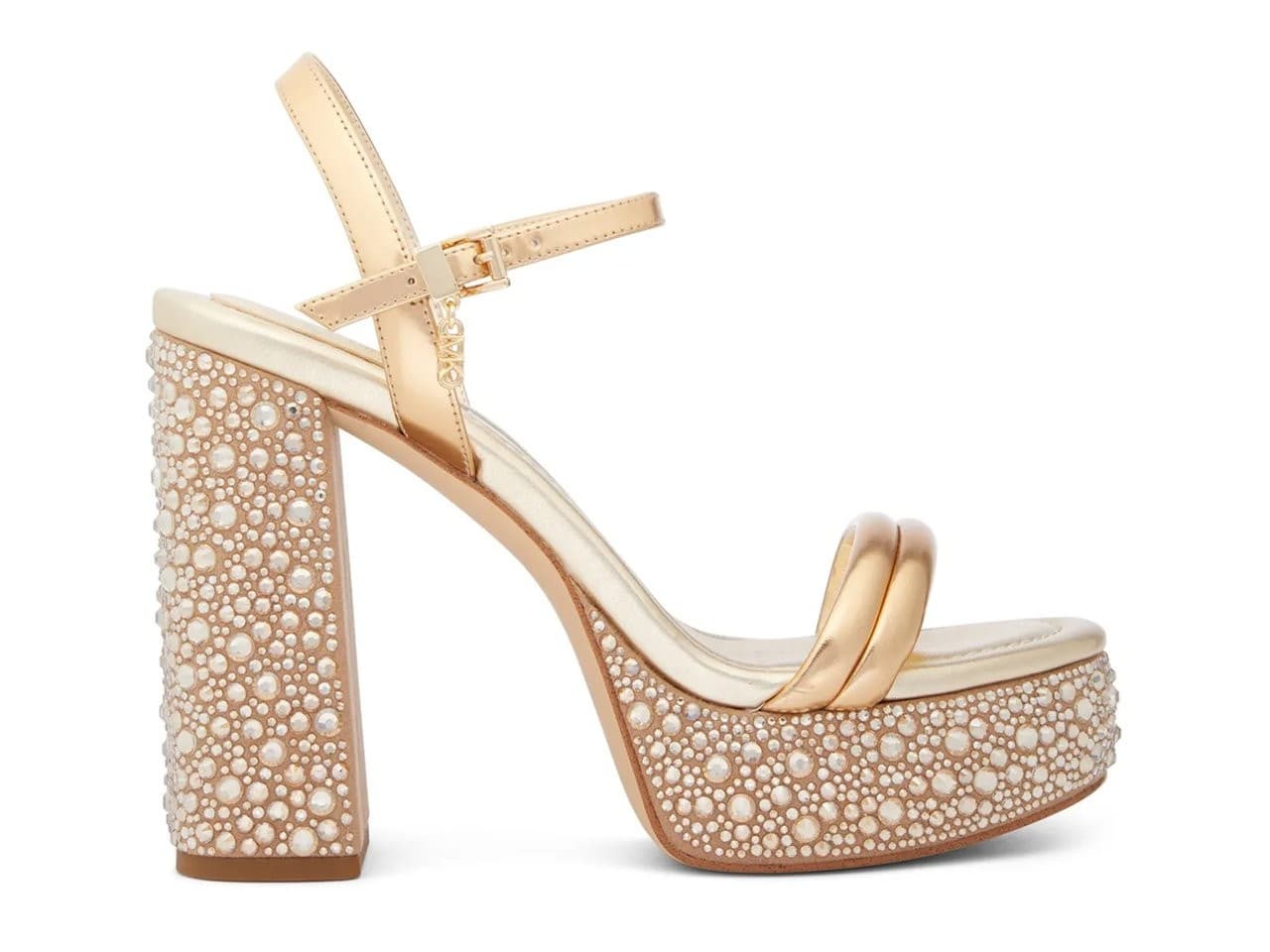 Michael Kors Laci Embellished Metallic Leather Platform Sandal Pale Gold Size 8 - Thumbnail 6
