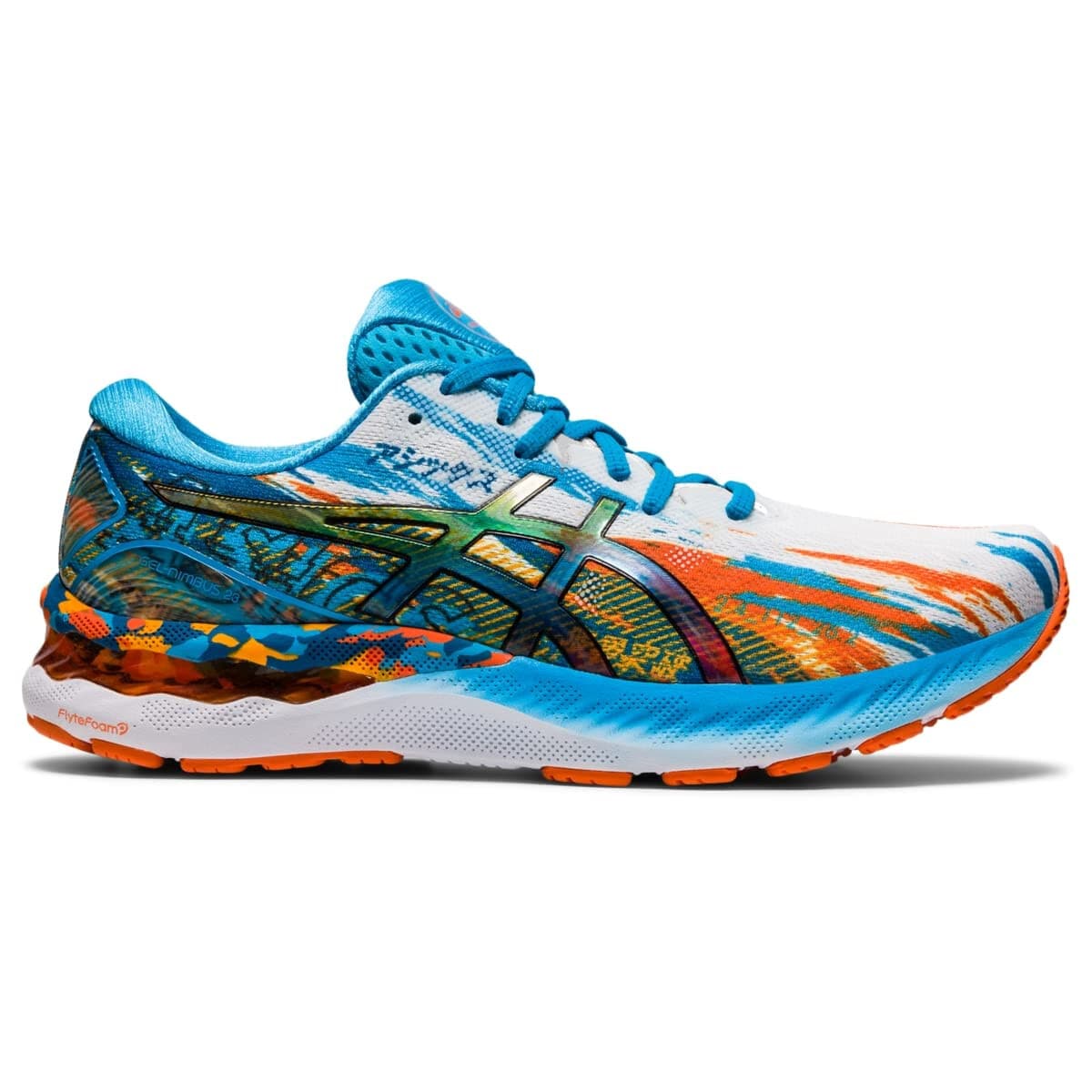 Asics Gel Nimbus 23 Mens Shoe Color Injection Silver Aqua/Marigold Orange 8.5 US - Thumbnail 2