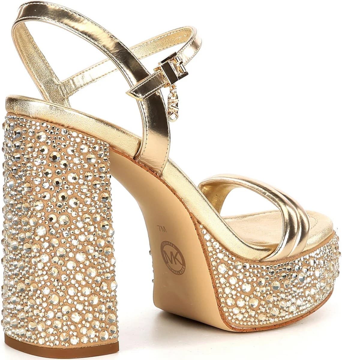 Michael Kors Laci Embellished Metallic Leather Platform Sandal Pale Gold Size 8 - Thumbnail 2