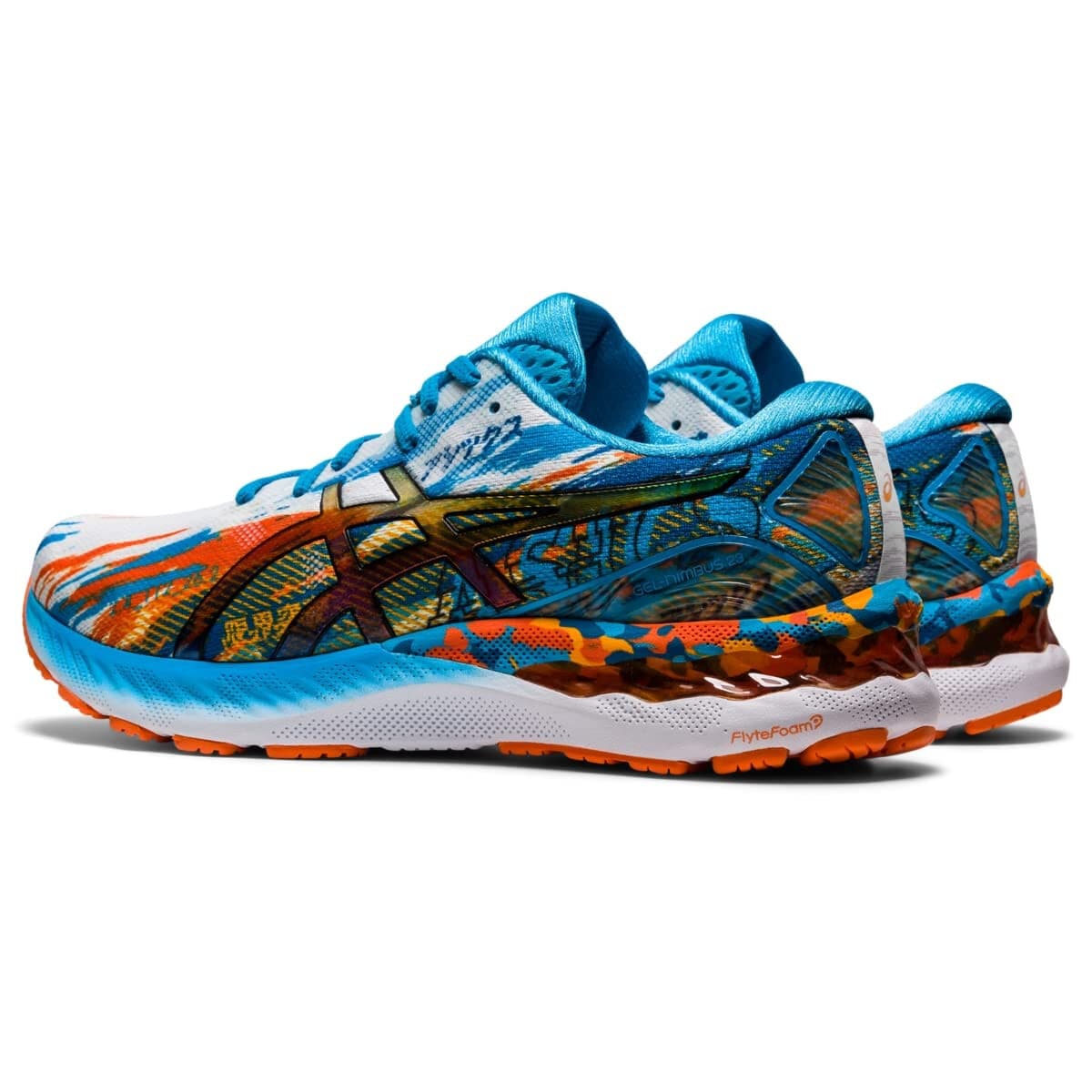 Asics Gel Nimbus 23 Mens Shoe Color Injection Silver Aqua/Marigold Orange 8.5 US - Thumbnail 3