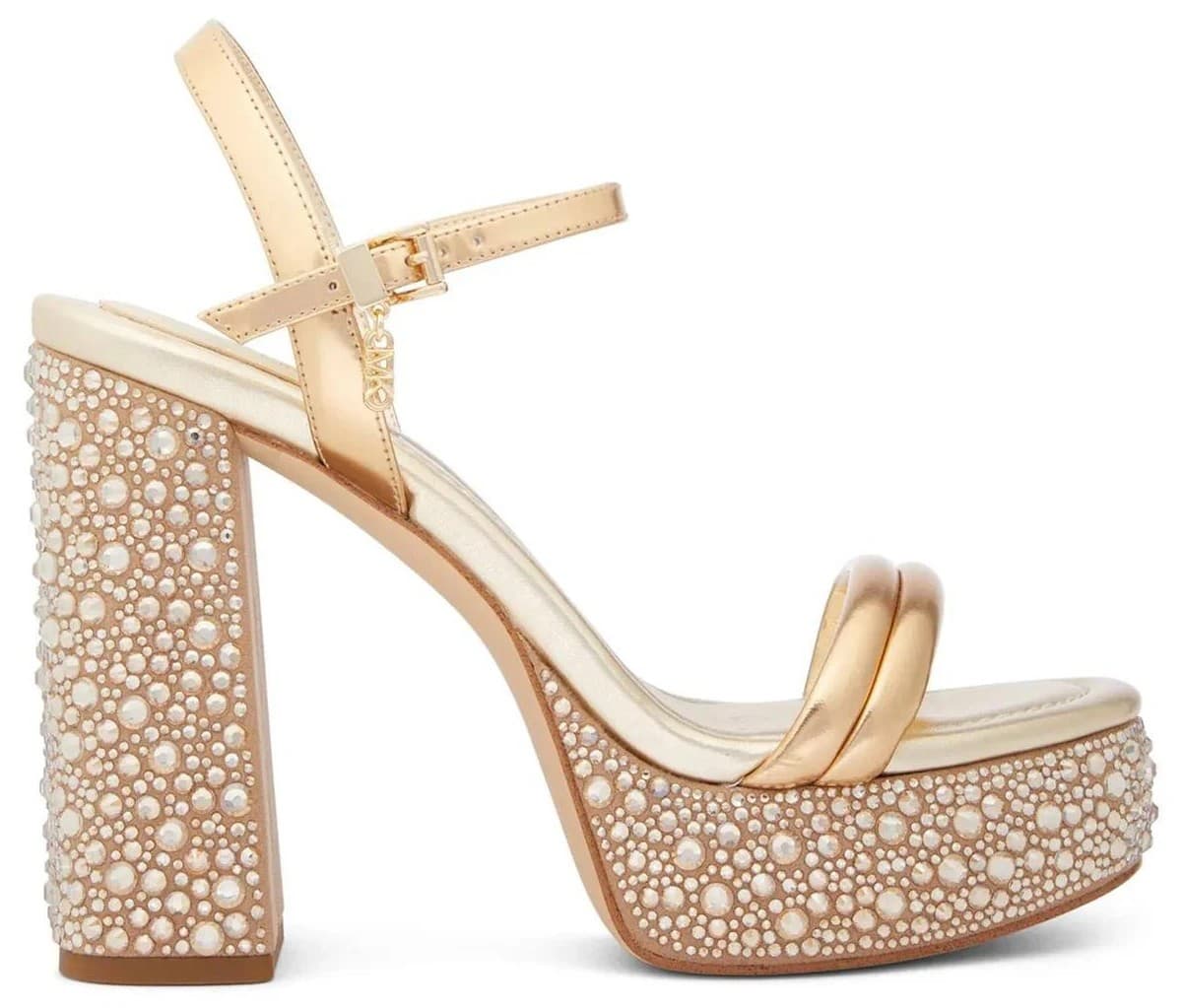 Michael Kors Laci Embellished Metallic Leather Platform Sandal Pale Gold Size 8 - Thumbnail 3