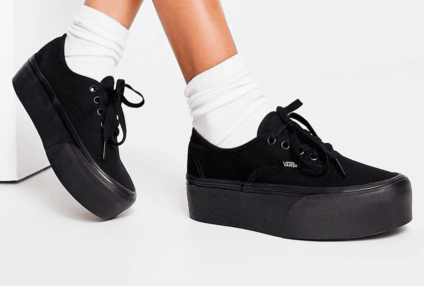 Vans Authentic Stackform Platform Shoe Sneaker Black Men 7/ Women 8.5 - Thumbnail 7