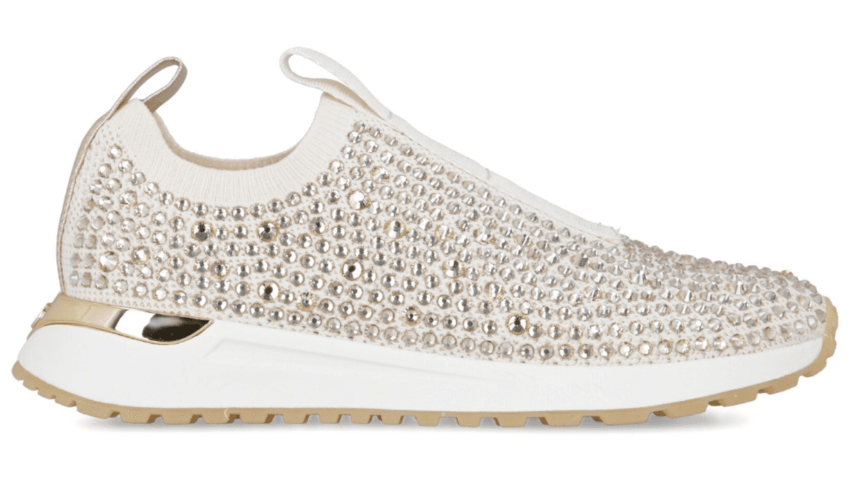 Michael Kors Bodie Stretch Knit Slip-On Cream Crystal Women's Sneaker Sz 8 US - Thumbnail 2