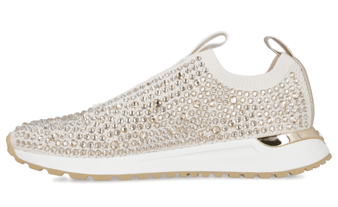 Michael Kors Bodie Stretch Knit Slip-On Cream Crystal Women's Sneaker Sz 8 US - Thumbnail 3