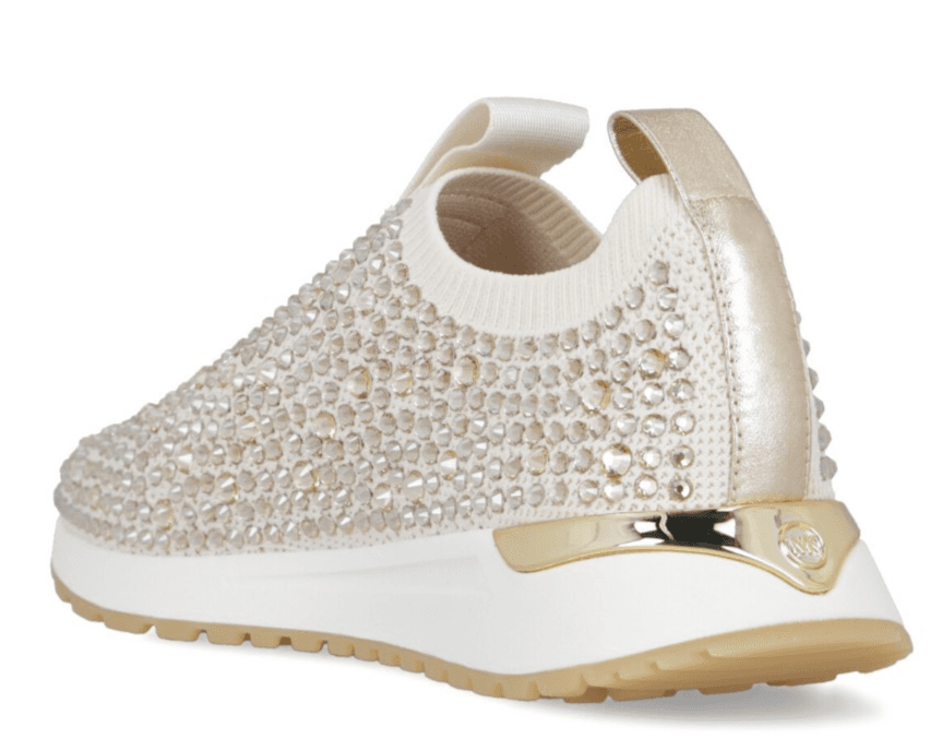 Michael Kors Bodie Stretch Knit Slip-On Cream Crystal Women's Sneaker Sz 8 US - Thumbnail 4