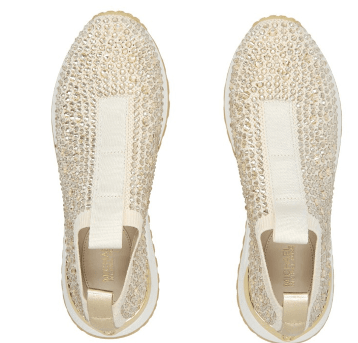 Michael Kors Bodie Stretch Knit Slip-On Cream Crystal Women's Sneaker Sz 8 US - Thumbnail 6