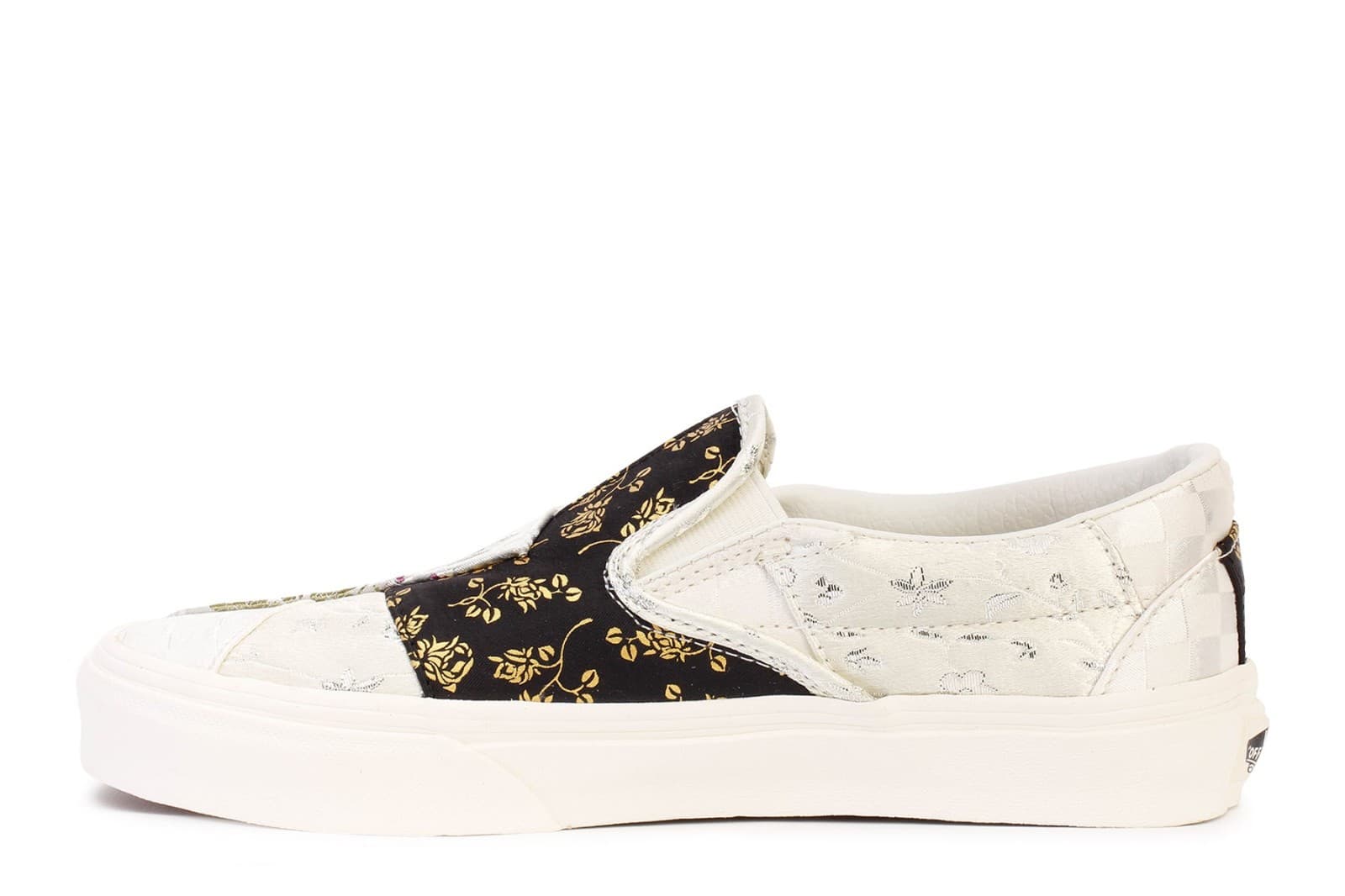 Vans Slip-On Shoes Unisex Men 6.5 Women 8 White Floral Patchwork Brocade Skate - Thumbnail 3