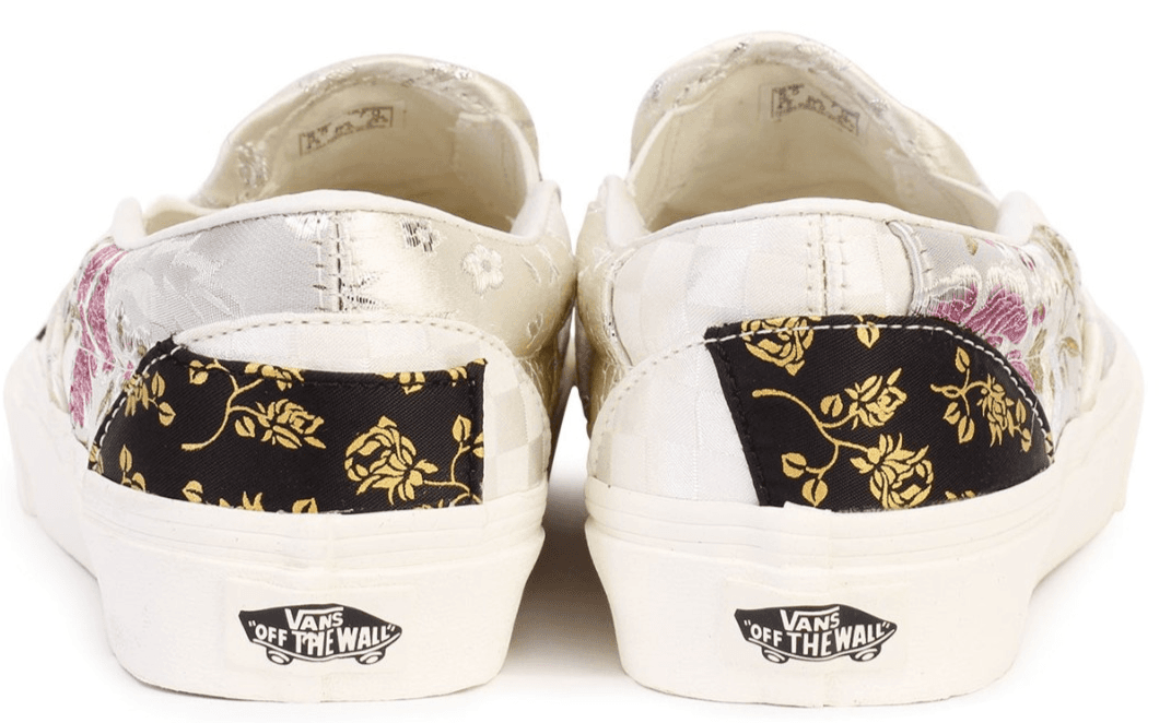Vans Slip-On Shoes Unisex Men 6.5 Women 8 White Floral Patchwork Brocade Skate - Thumbnail 6