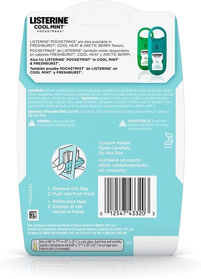 Listerine Cool Mint PocketPaks Portable Breath Strips for Bad Breath, Cool Mint - Thumbnail 4
