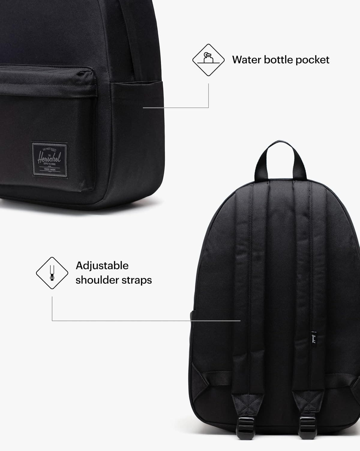 Herschel Supply Co. Herschel Classic XL Backpack, Black Tonal, One Size - Thumbnail 5