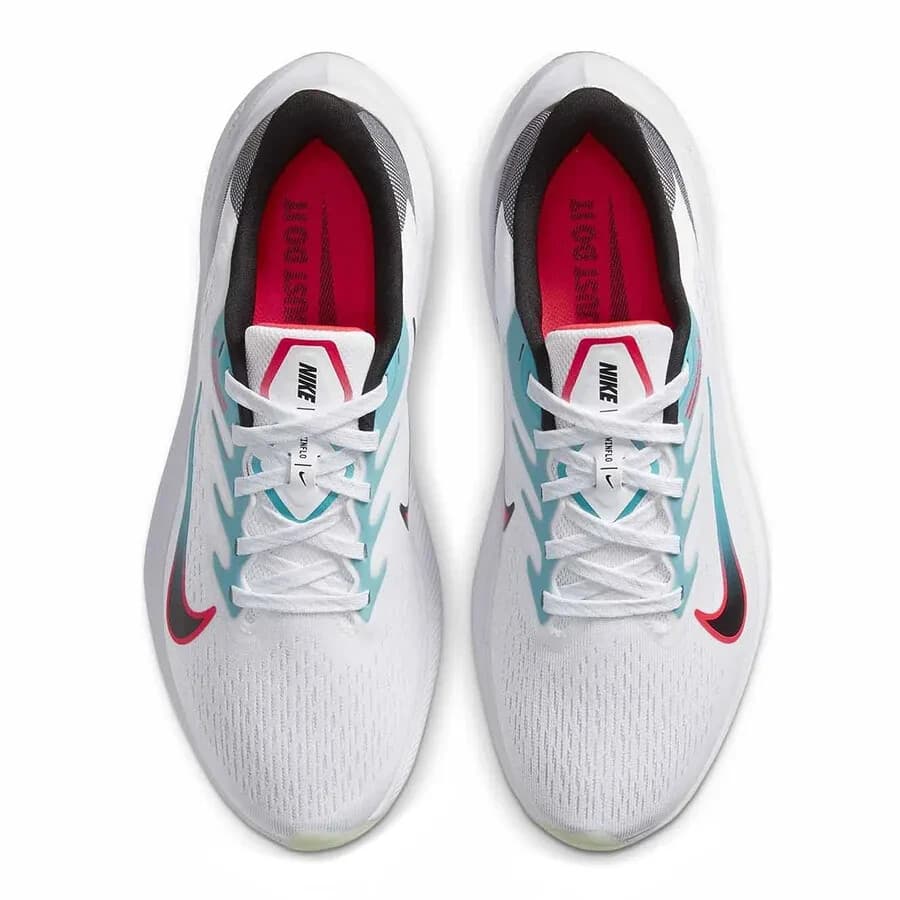 NIKE MENS ZOOM WINFLO 7 RUNNING SHOES White/Black/Flash Crimson Size 11 US - Thumbnail 4