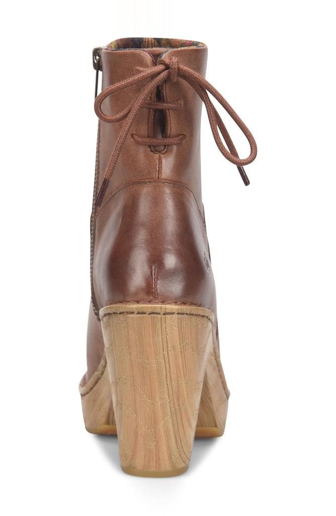 Born Capella Leather Zip Up Ankle Boot Chunky Heel Women's Sz 10 M Brown - Thumbnail 4