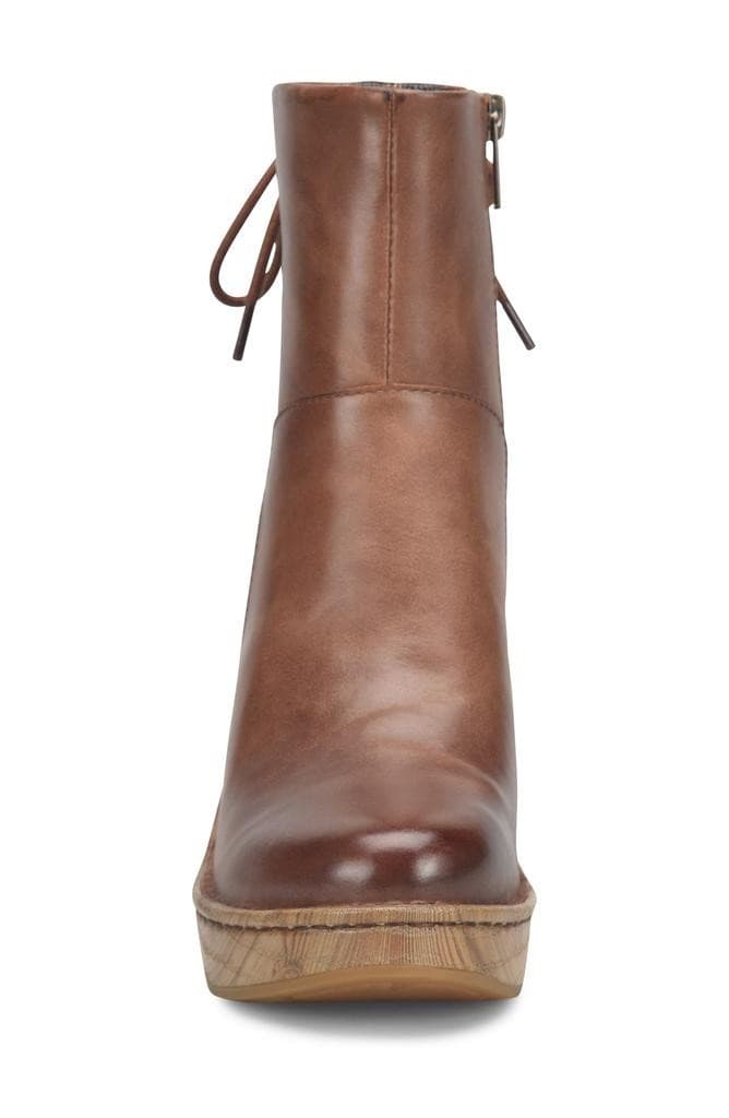 Born Capella Leather Zip Up Ankle Boot Chunky Heel Women's Sz 10 M Brown - Thumbnail 5