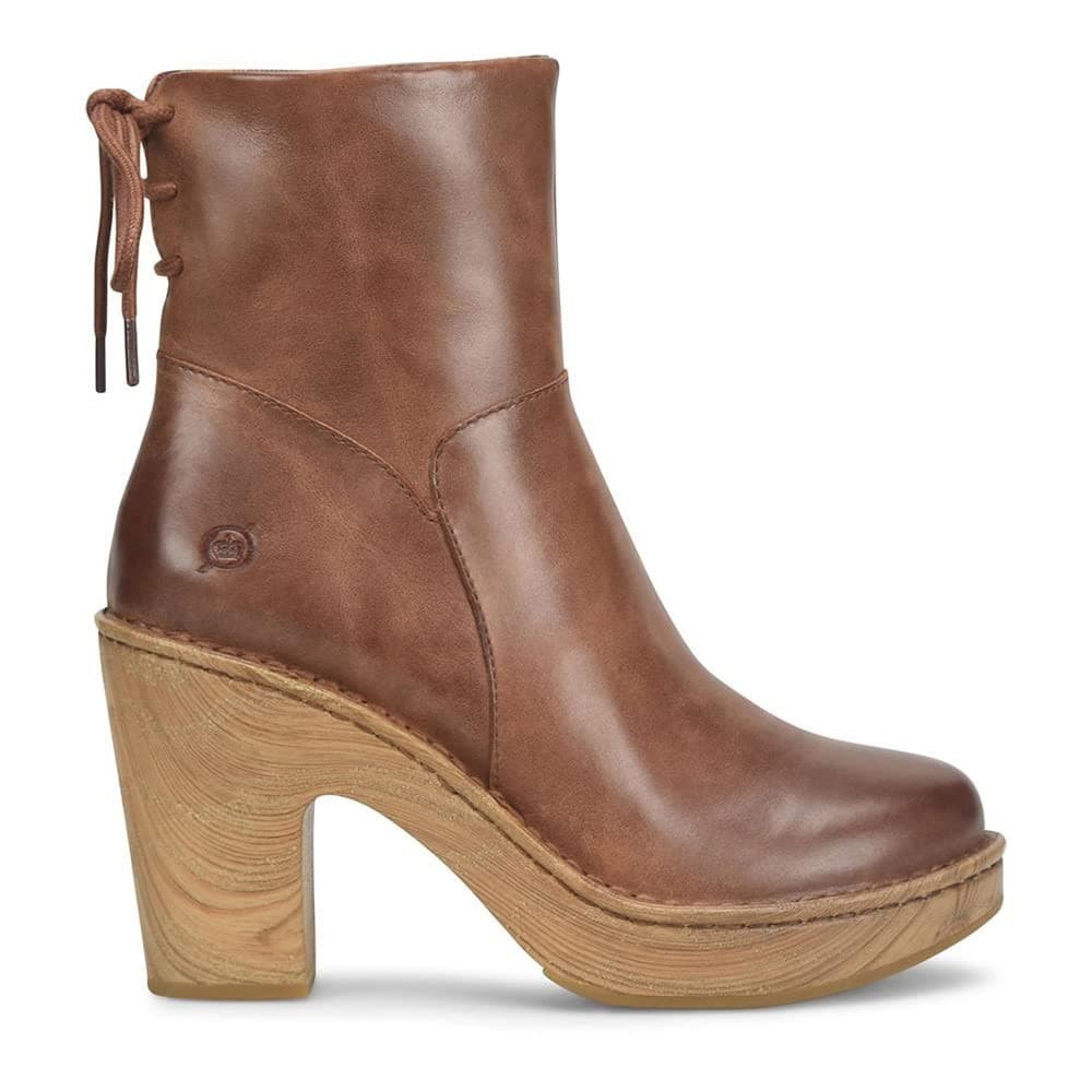 Born Capella Leather Zip Up Ankle Boot Chunky Heel Women's Sz 10 M Brown - Thumbnail 2