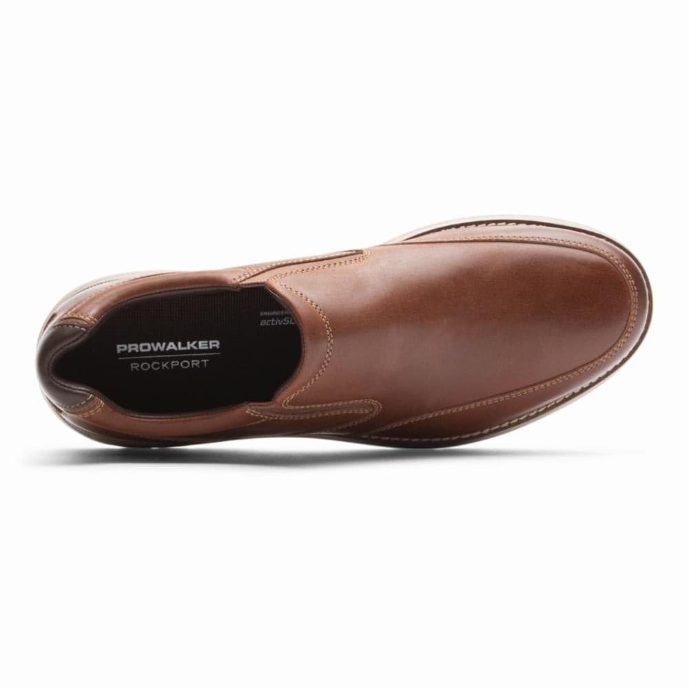 Rockport Prowalker Next Slip-On Men's Shoes Brown Leather 12 Wide EE - Thumbnail 7