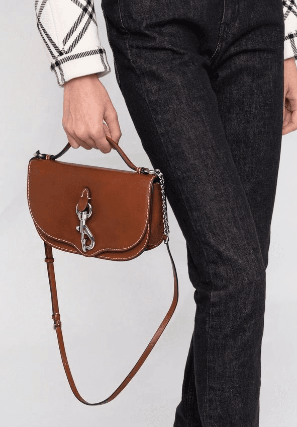 New! Rebecca Minkoff Megan half-moon crossbody bag Brown calf leather - Thumbnail 6
