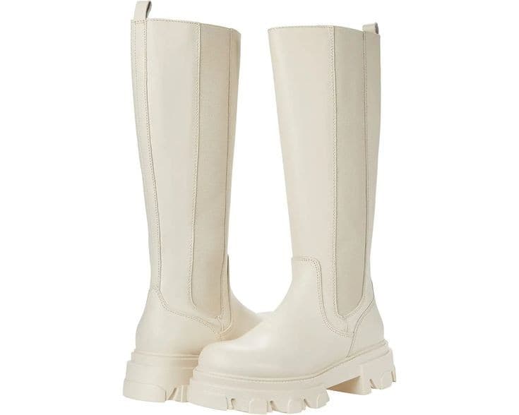 Steve Madden Esma knee high boots Cream leather PLATFORM Size 7 M - Image 1