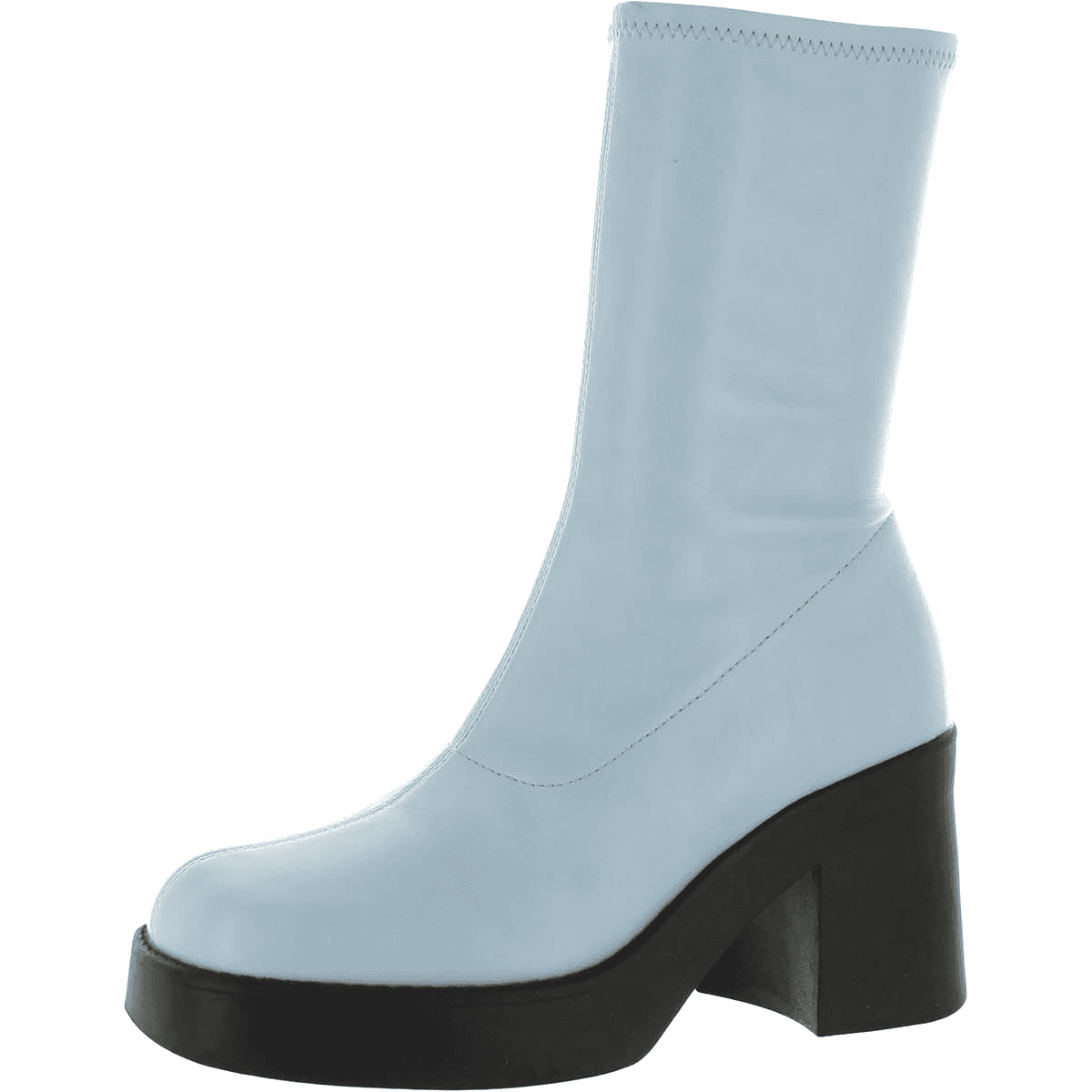 Steve Madden Klayton Platform Boot Women Size 8.5 Sky Blue Chunky Heel Retro 70s - Thumbnail 3