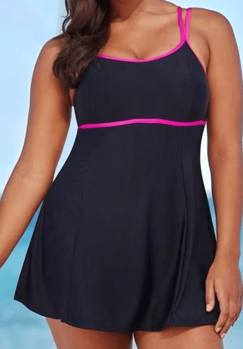 Love My Curves Women's One Piece Black Pink Dress Swimwear Size 12 - Thumbnail 5