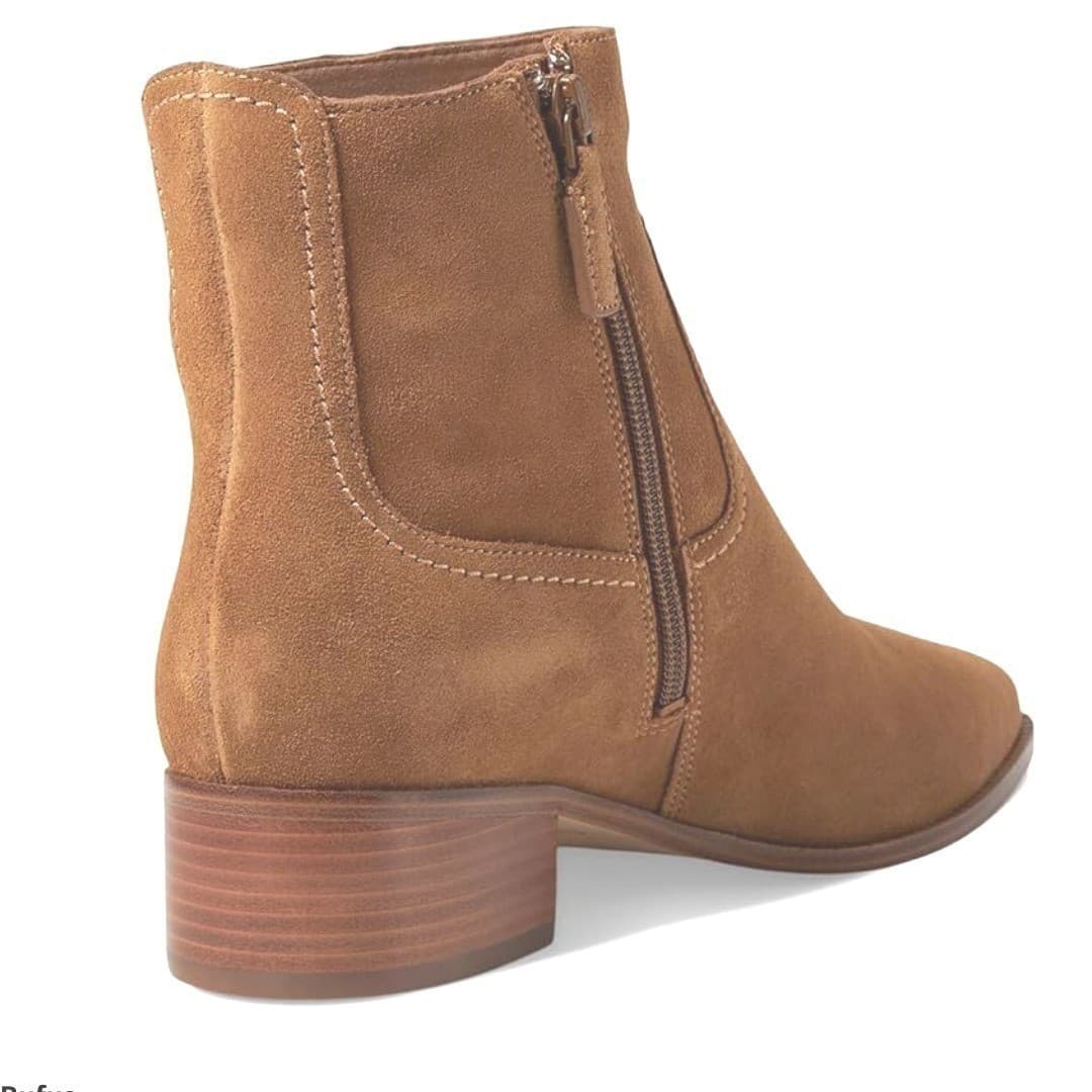 Cole Haan Womens Naia Suede Ankle Boot Snip Toe Zip Western Golden Toffee 11 B - Thumbnail 2