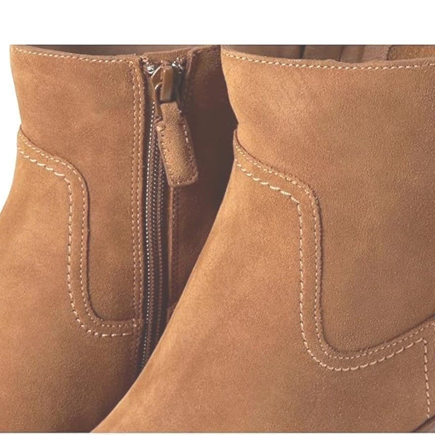 Cole Haan Womens Naia Suede Ankle Boot Snip Toe Zip Western Golden Toffee 11 B - Thumbnail 5