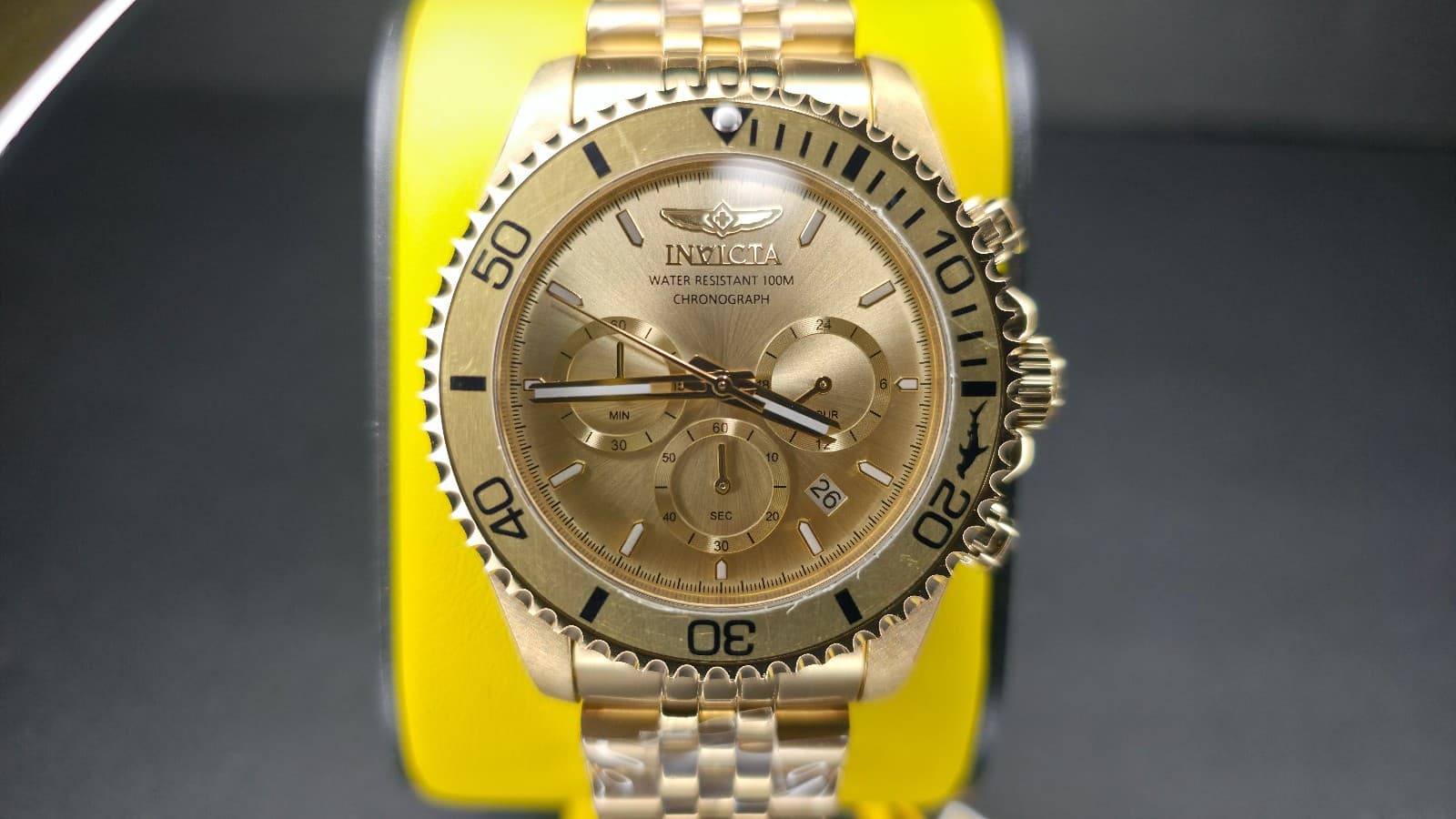 Invicta Pro Diver Titan Men's Luxury Watch Chrono Gold Dial - 43mm, Gold - Thumbnail 9
