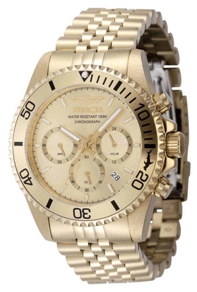 Invicta Pro Diver Titan Men's Luxury Watch Chrono Gold Dial - 43mm, Gold - Thumbnail 12