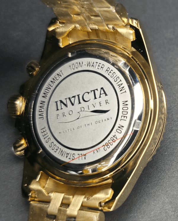 Invicta Pro Diver Titan Men's Luxury Watch Chrono Gold Dial - 43mm, Gold - Thumbnail 6