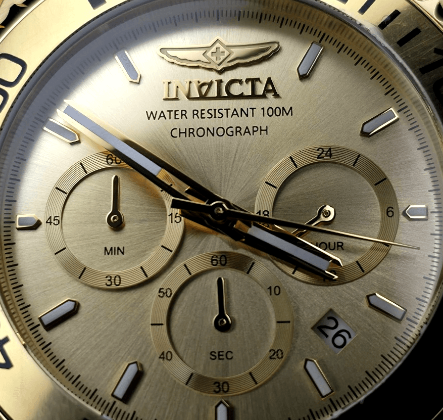 Invicta Pro Diver Titan Men's Luxury Watch Chrono Gold Dial - 43mm, Gold - Thumbnail 2