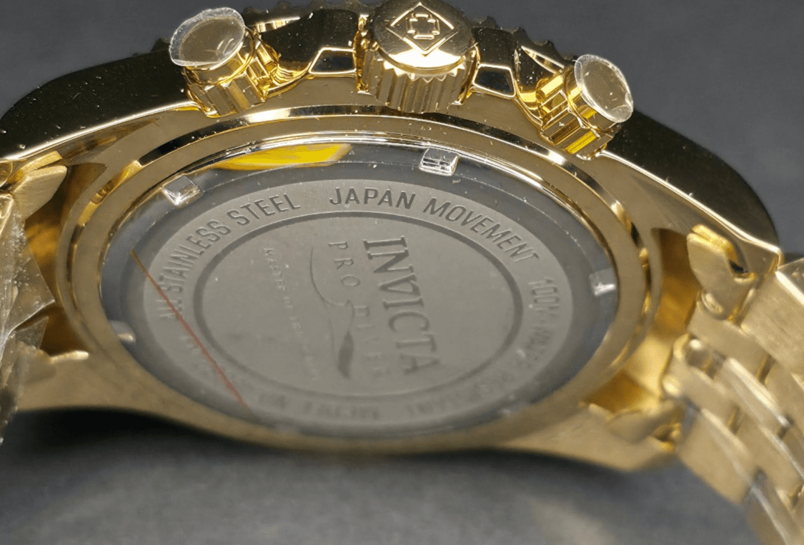 Invicta Pro Diver Titan Men's Luxury Watch Chrono Gold Dial - 43mm, Gold - Thumbnail 7