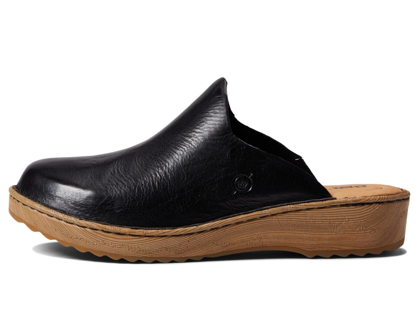 Born Andy Womens Leather Wooden Print Platform Clogs in Black US SIZE 8M - Thumbnail 2