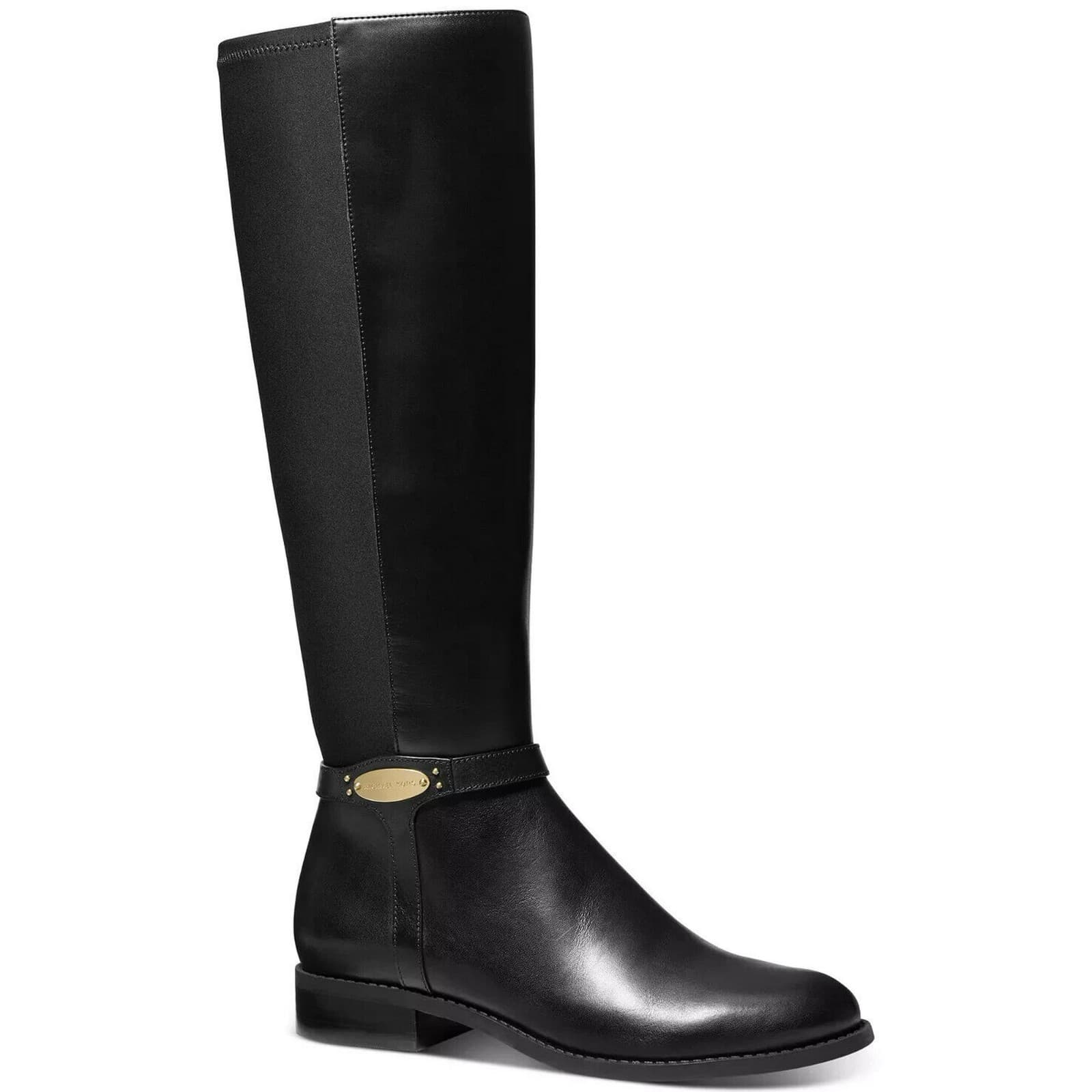 Michael Kors Women's Finley Leather and Logo Riding Boot Black Size 8.5 M - Image 1