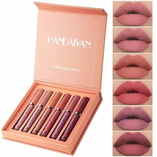 6 Colors Velvet Liquid Lipstick Set – Long Lasting Waterproof Non-Stick Lips B - Thumbnail 6