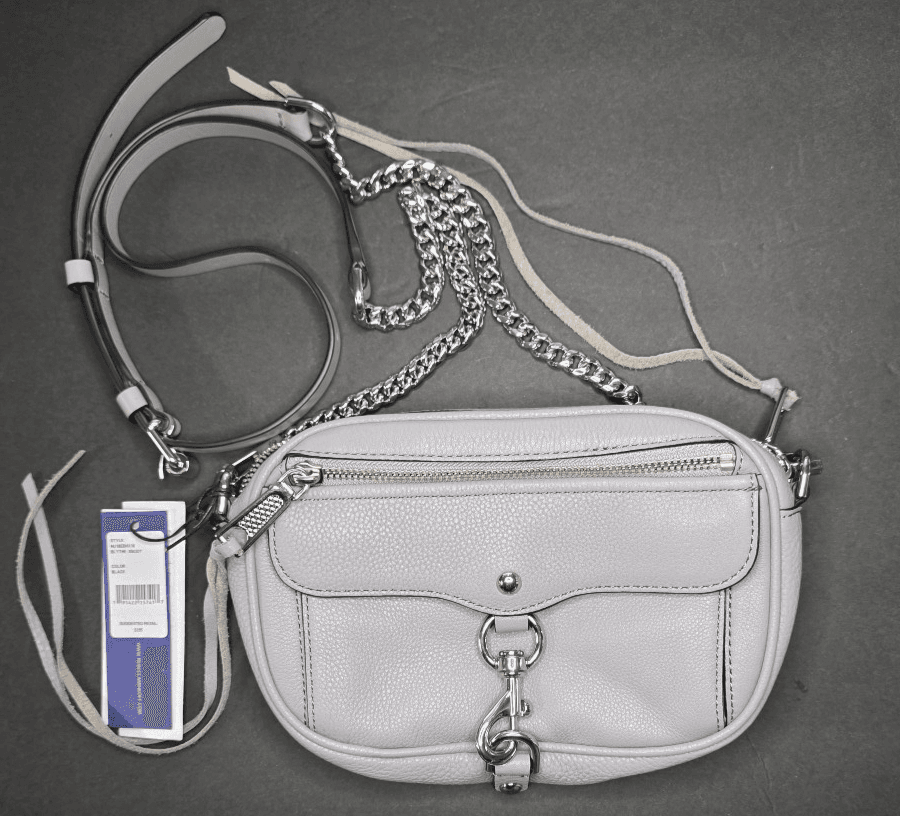 Rebecca Minkoff Leather Blythe Crossbody Bag Chain Gray - Image 1