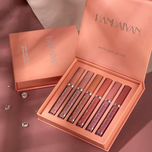 6 Colors Velvet Liquid Lipstick Set – Long Lasting Waterproof Non-Stick Lips B - Thumbnail 7