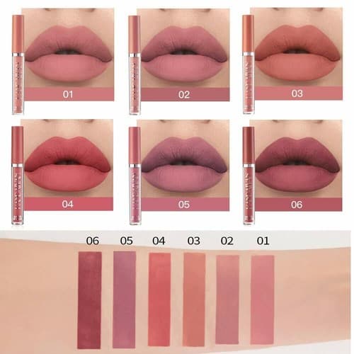 6 Colors Velvet Liquid Lipstick Set – Long Lasting Waterproof Non-Stick Lips B - Thumbnail 2