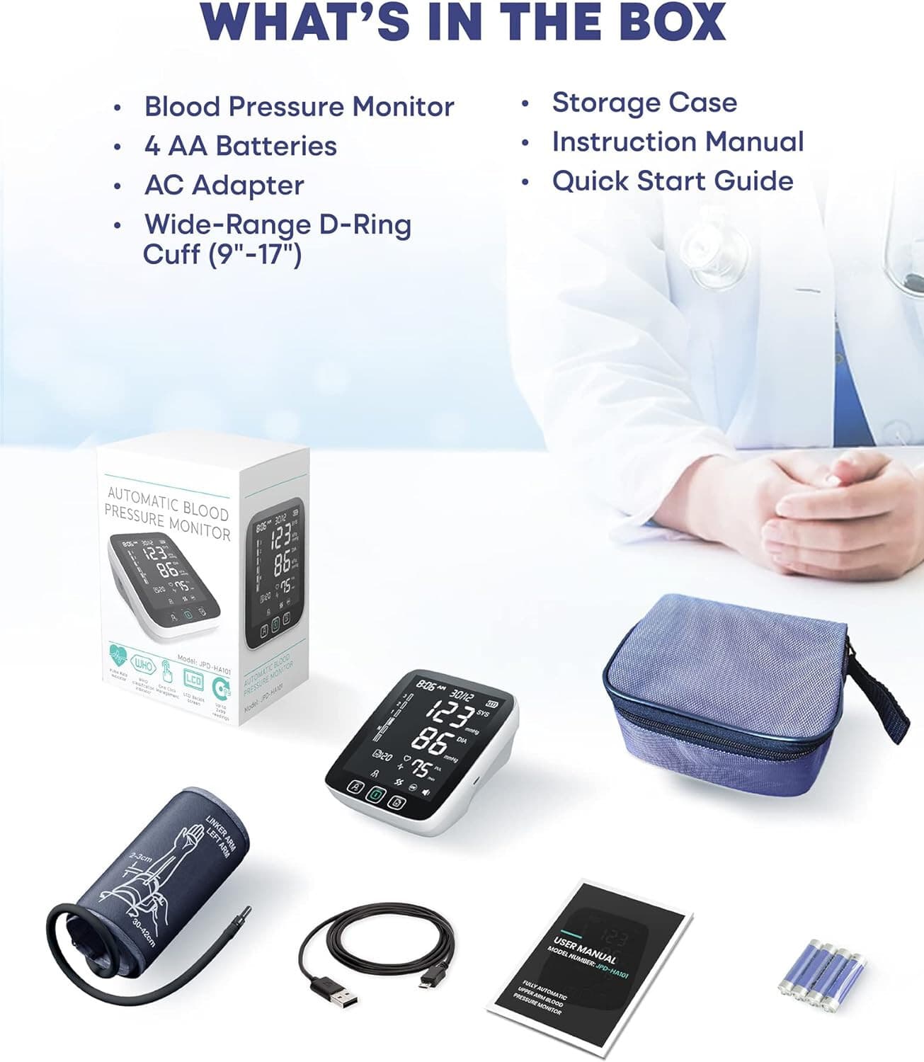 Digital Arm Blood Pressure Monitor Heart Rate Machine Meter BP Cuff 5.5in screen - Thumbnail 3