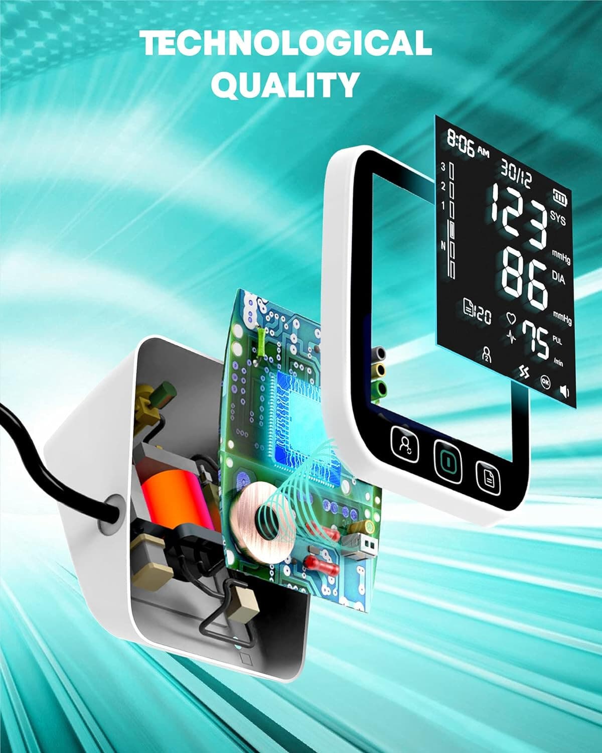 Digital Arm Blood Pressure Monitor Heart Rate Machine Meter BP Cuff 5.5in screen - Thumbnail 7